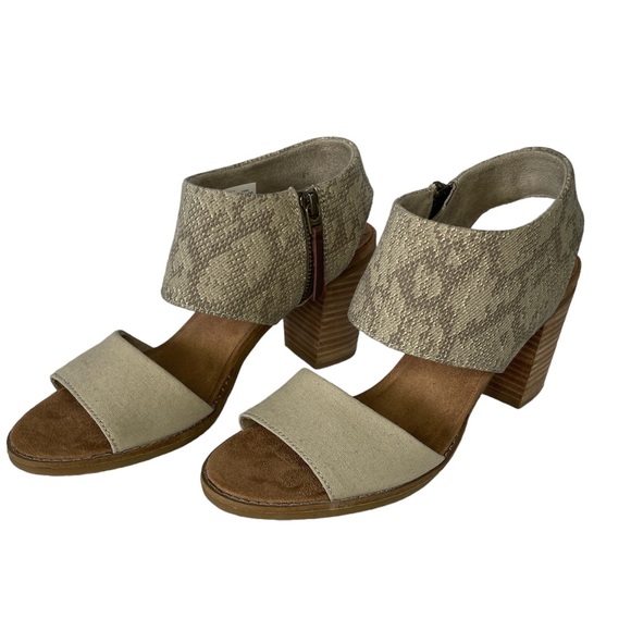 Toms Majorca Cutout Block Heel Sandal - Beige / Snakeskin 8.5 - Picture 2 of 7
